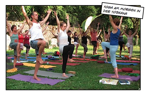 Yoga am Morgen in der Toskana