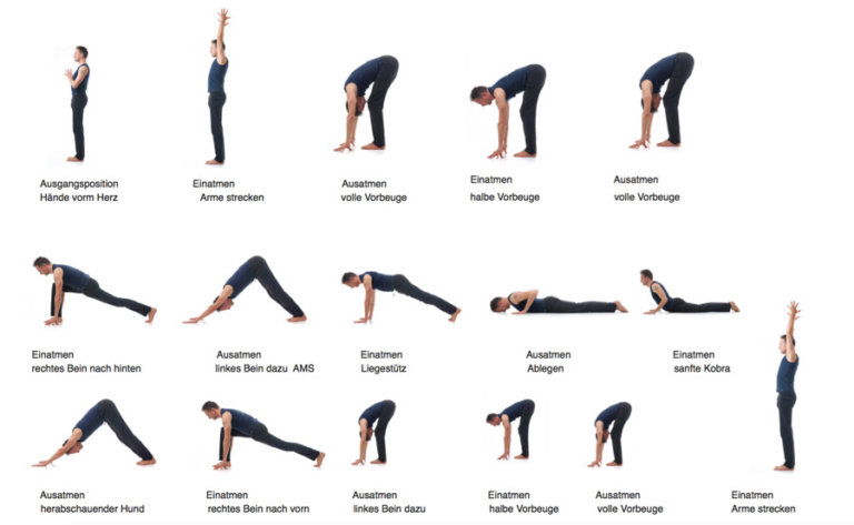 Yoga Sonnengruß - Anleitung für Yoga-Anfänger   PDF zum Ausdrucken