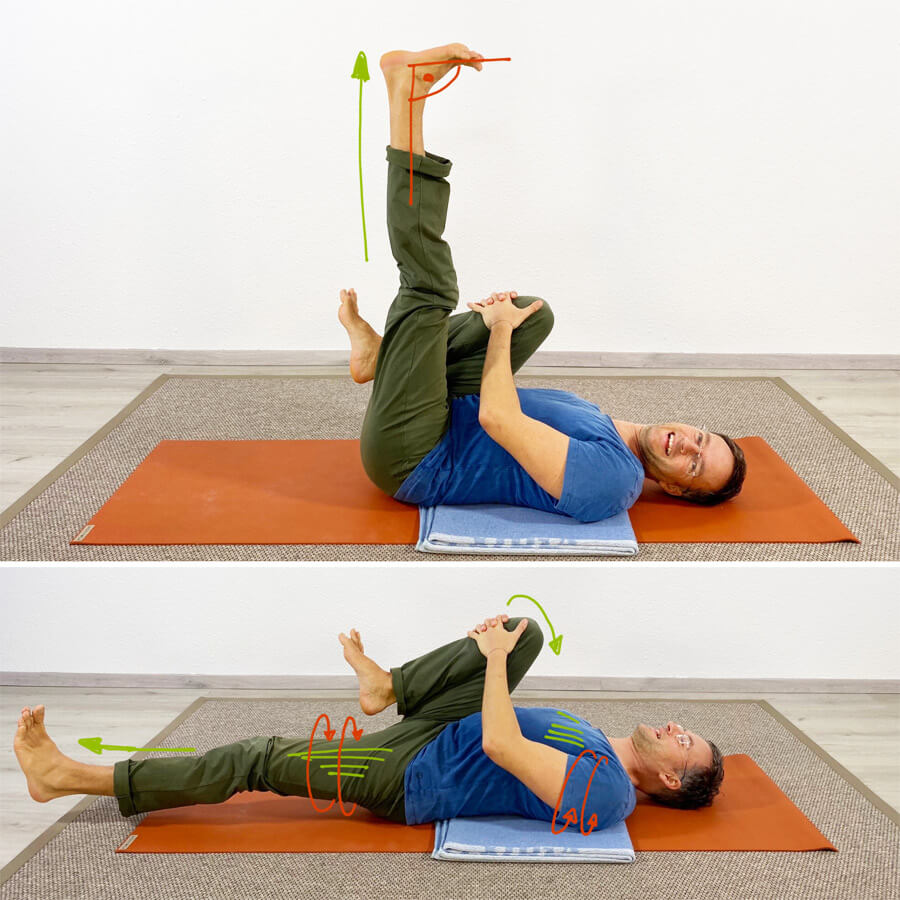 Hohlkreuz wegtrainieren mit Yoga Übungen Psoas Dehnung