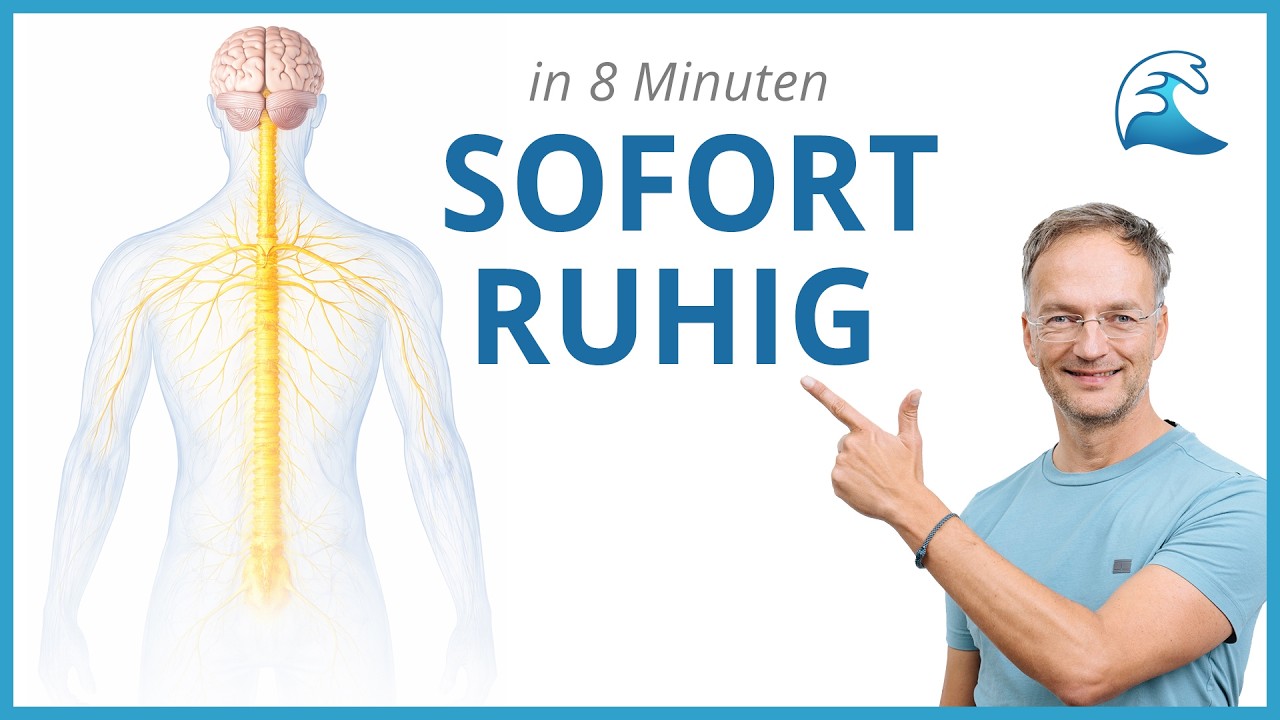 Ruhige Bauchatmung in Rückenlage mit den Händen auf dem Bauch.