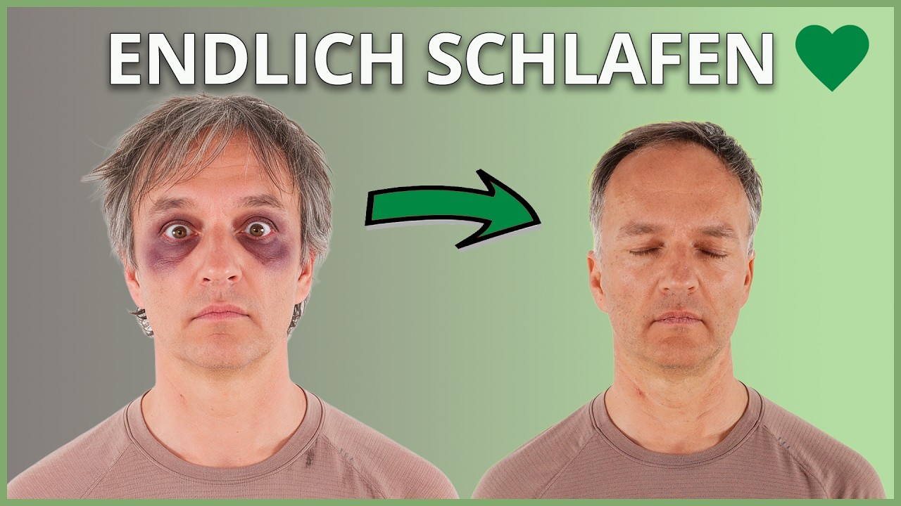 Silvio mit müdem Gesicht links und entspannt geschlossenen Augen rechts, darüber „Endlich schlafen“ und ein grünes Herz.